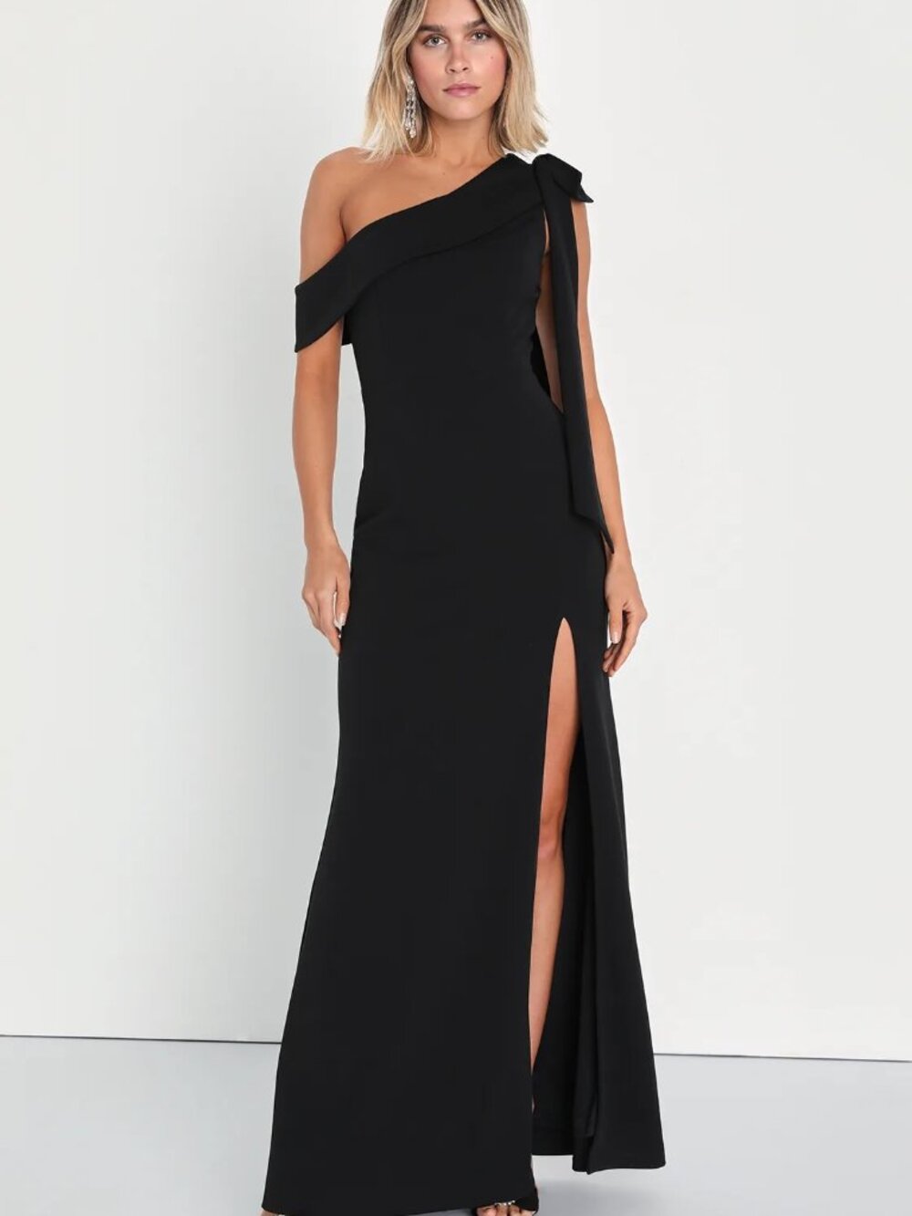 Lulus Black One-Shoulder Mermaid Maxi Dress